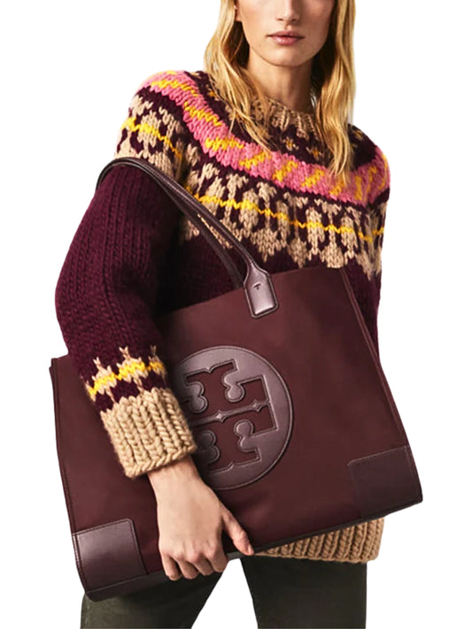 on-model-Tory-Burch-Ella-Tote-Bag-Claret