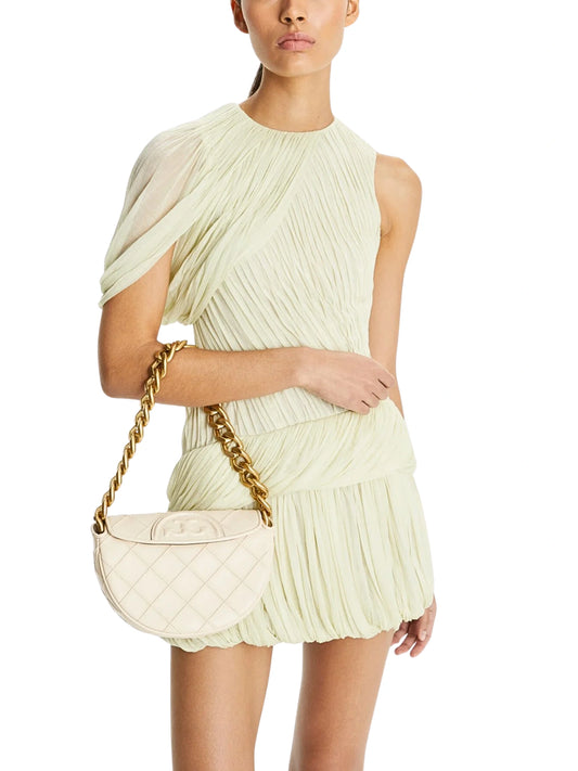 Tory Burch Fleming Soft Grain Mini Crescent Bag New Cream