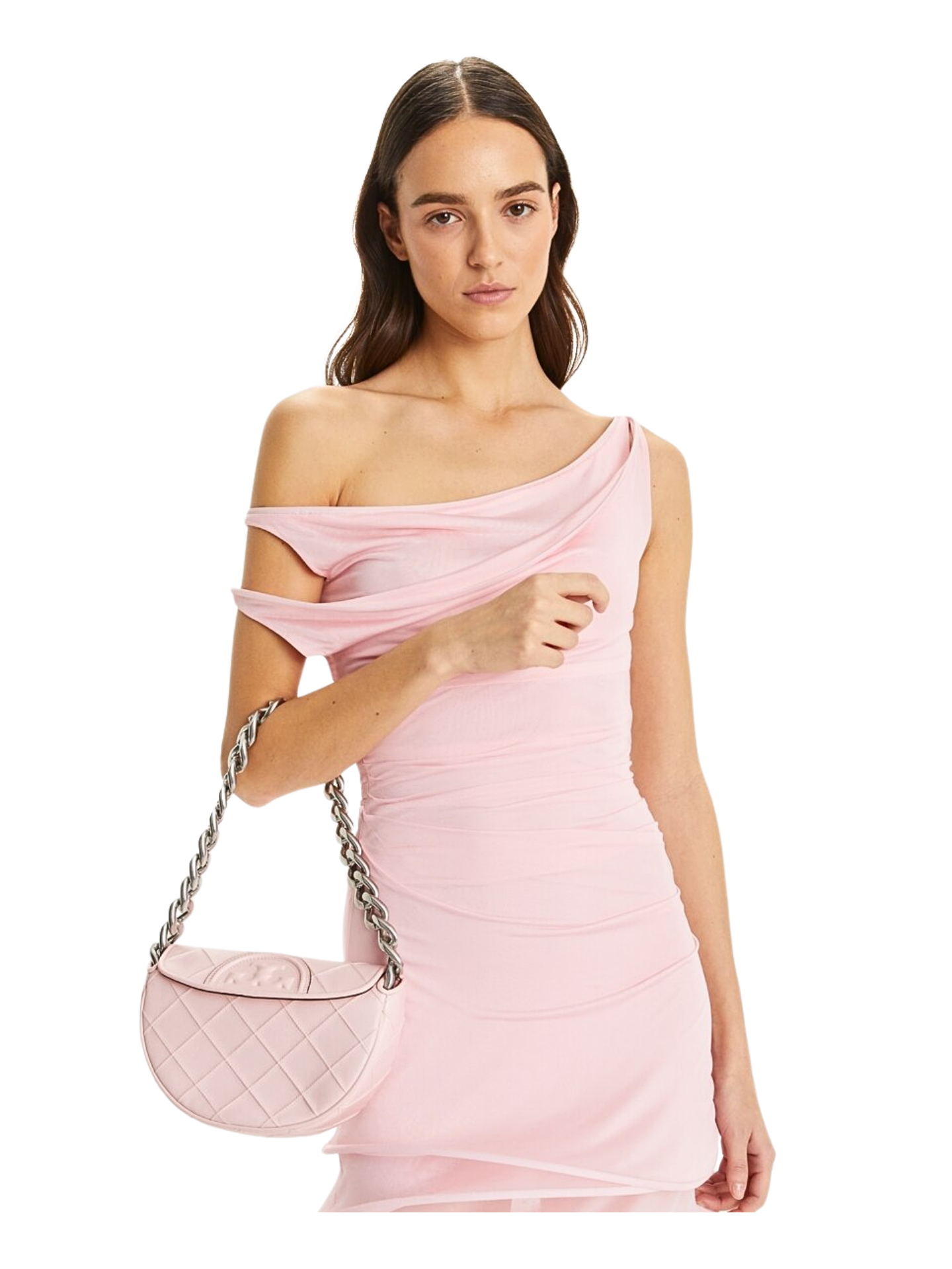 Tory Burch Fleming Soft Mini Crescent Bag Pale Pink – Balilene