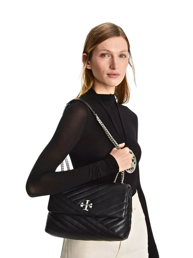 on-model-Tory-Burch-Kira-Chevron-Convertible-Shoulder-Bag-Black-Shw