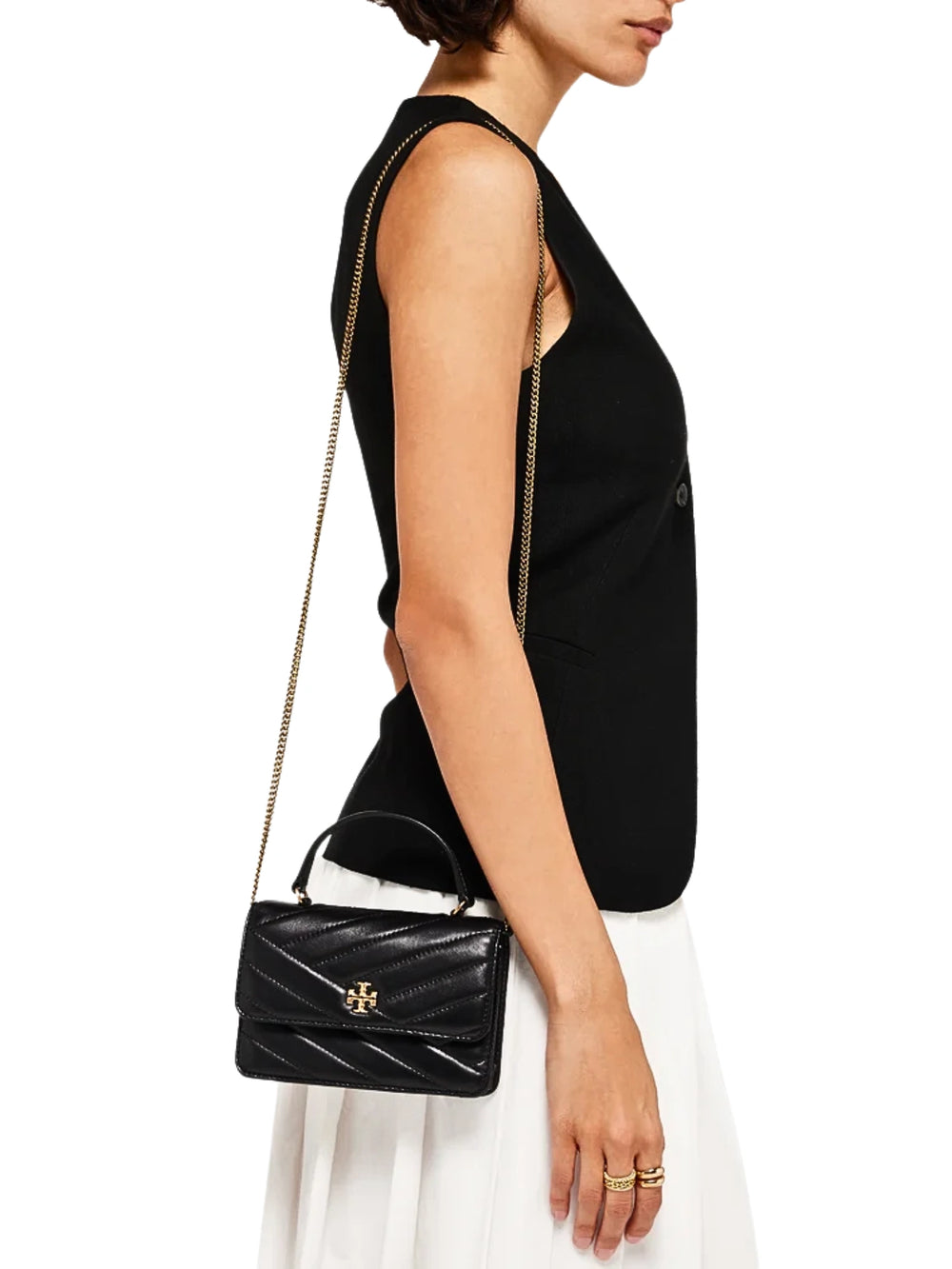 on-model-Tory-Burch-Kira-Chevron-Mini-Top-Handle-Chain-Wallet-Black