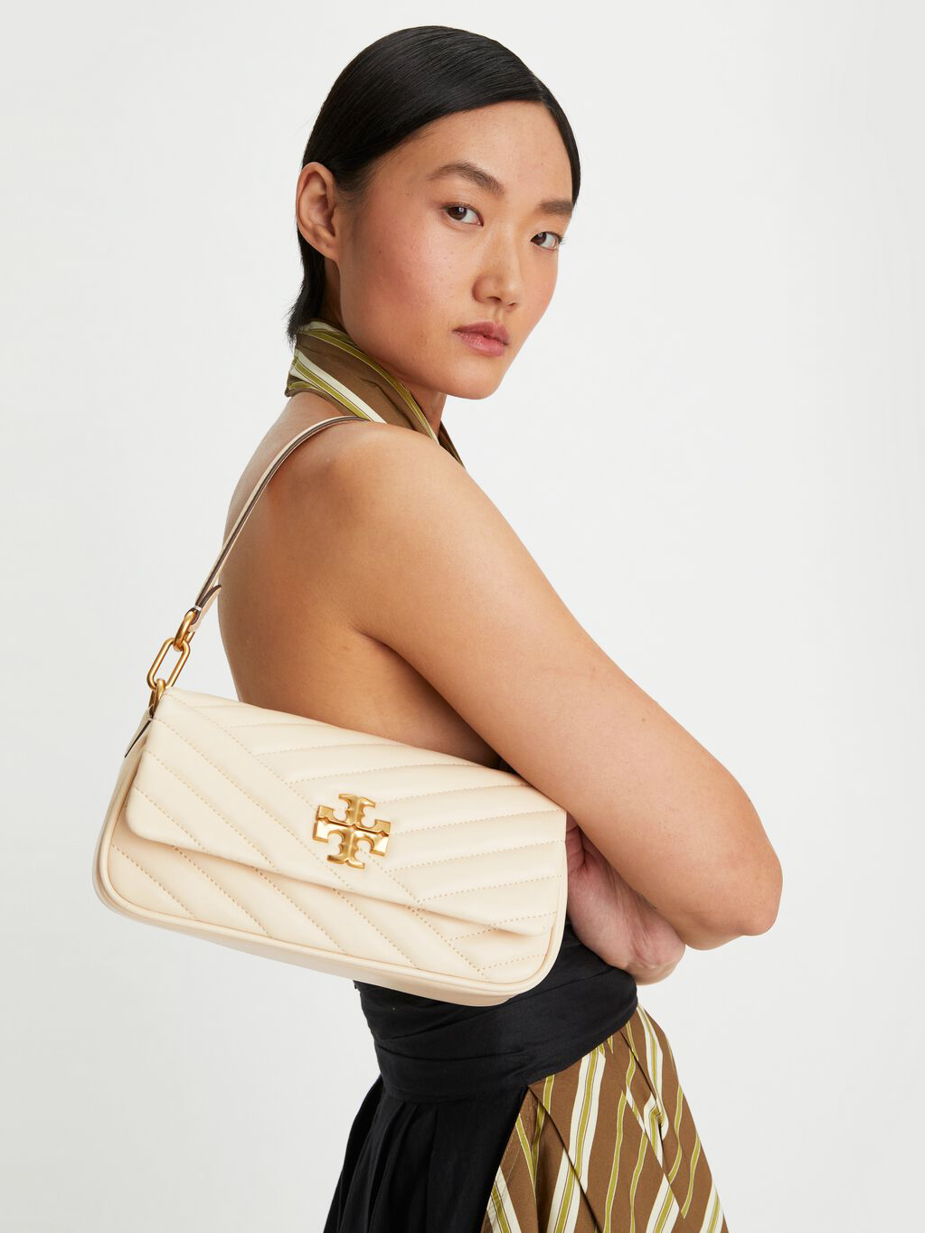 on-model-Tory-Burch-Kira-Chevron-Small-Flap-Shoulder-Bag-New-Cream