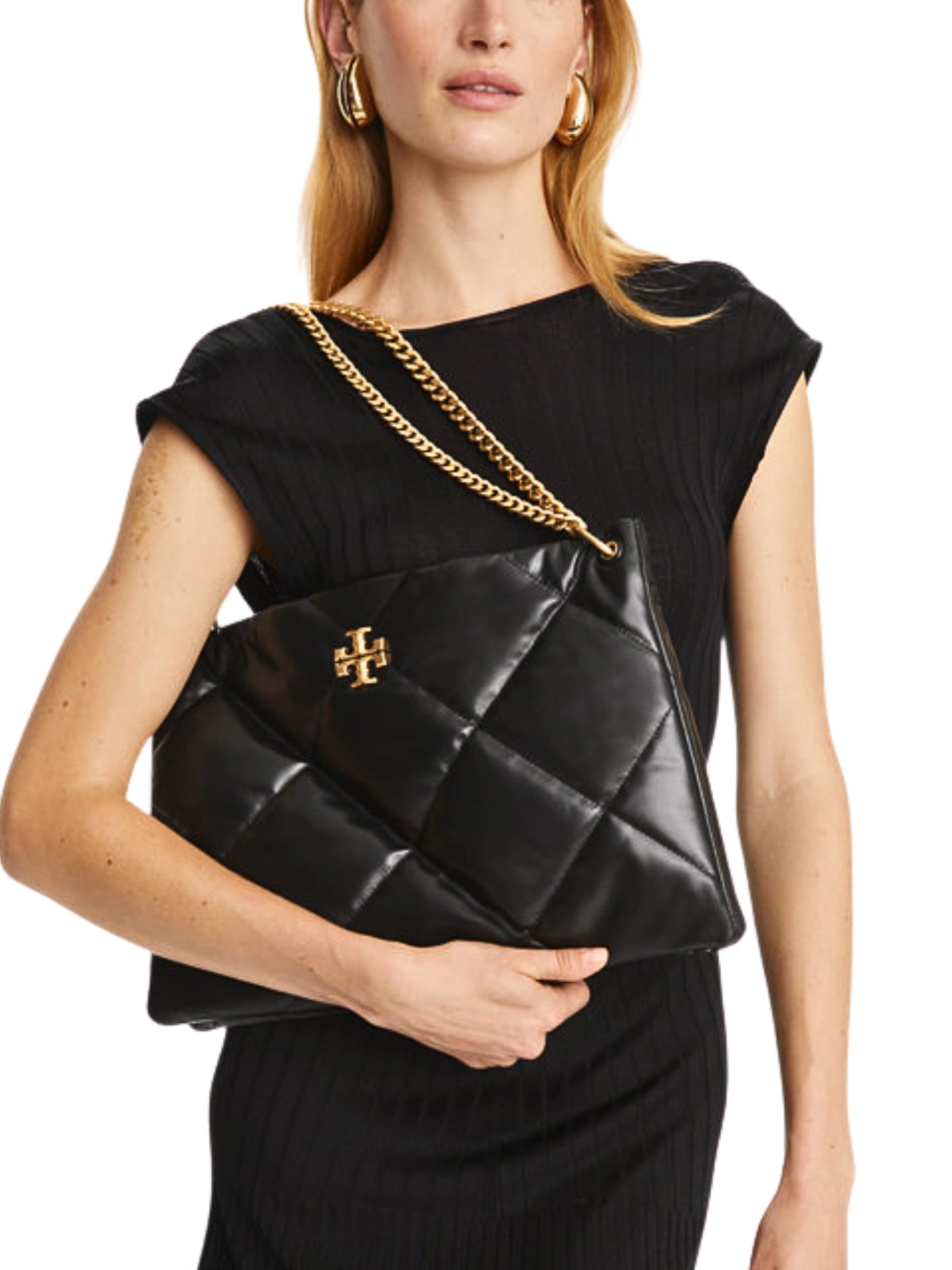 on-model-Tory-Burch-Kira-Diamond-Quilt-Hobo-Bag-Black
