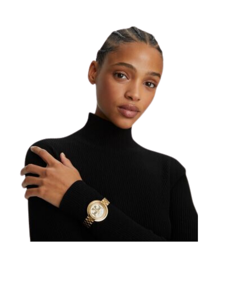 Tory Burch Miller Ivory Dial Stainless Steel Watch Gold Balilene