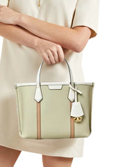 on-model-Tory-Burch-Perry-Colorblock-Triple-Compartment-Small-Tote-Bag-Olive-Sprig