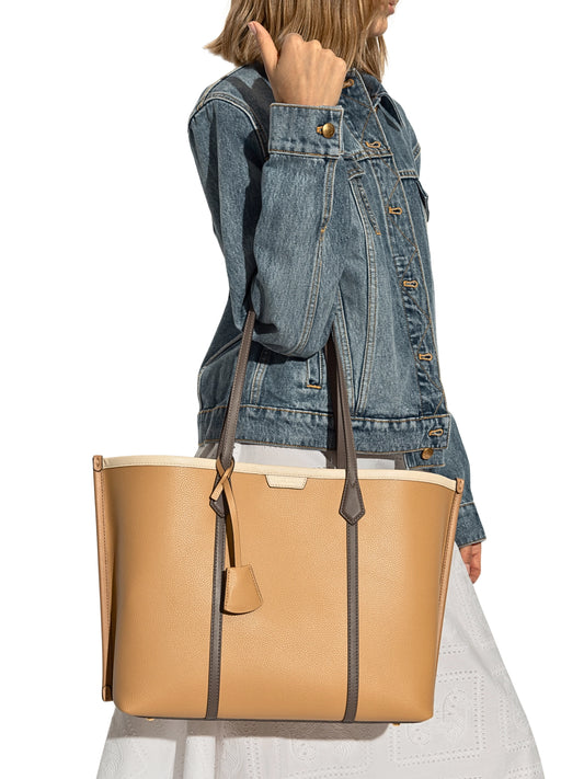 on-model-Tory-Burch-Perry-Colorblock-Triple-Compartment-Tote-Bag-Ginger-Shortbread-Multi