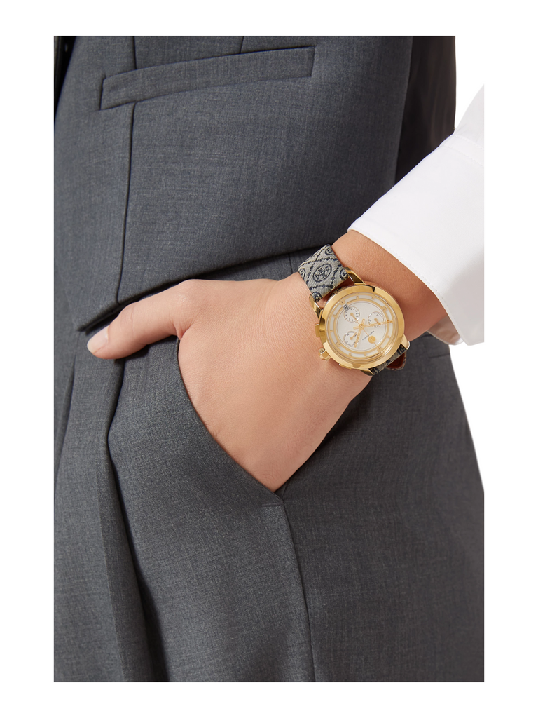 on-model-Tory-Burch-T-Monogram-NavyGold-Tone-Stainless-Steel-Watch
