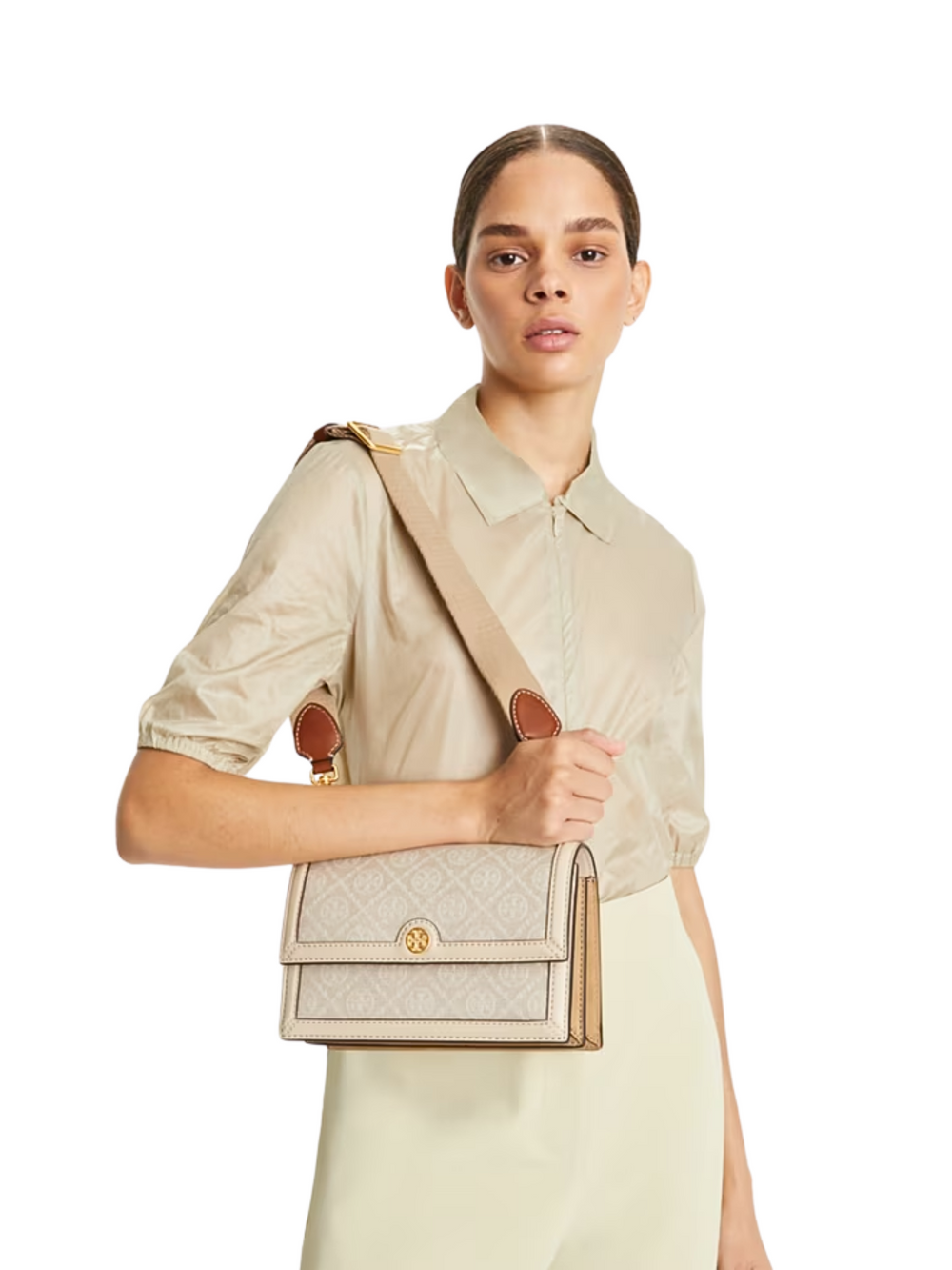 on-model-Tory-Burch-T-Monogram-Small-Jacquard-Shoulder-Bag-Ivory