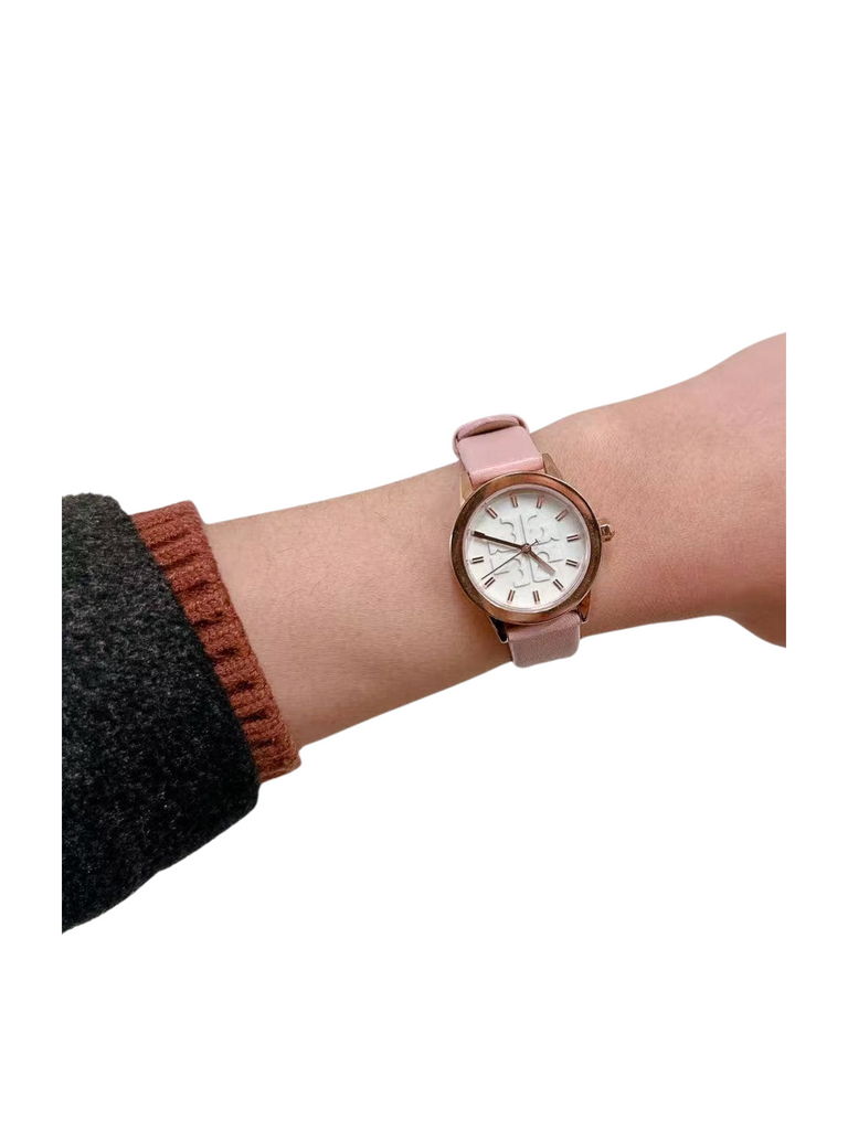 on-model-Tory-Burch-TBW2006-Gigi-Pink-Leather-Strap-Watch