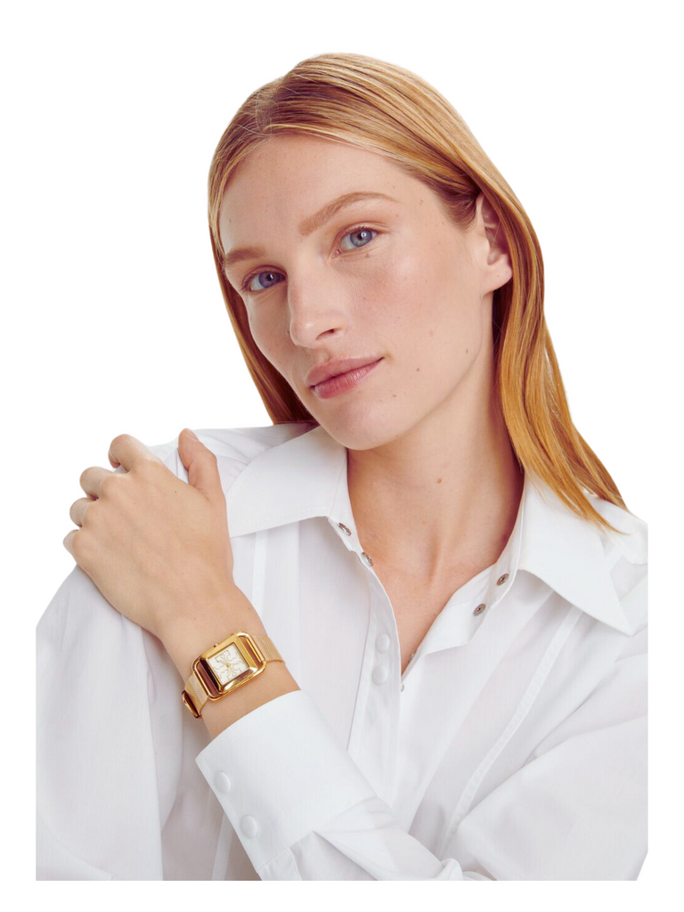 on-model-Tory-Burch-TBW6012-Miller-Square-Watch-Gold-White-Dial