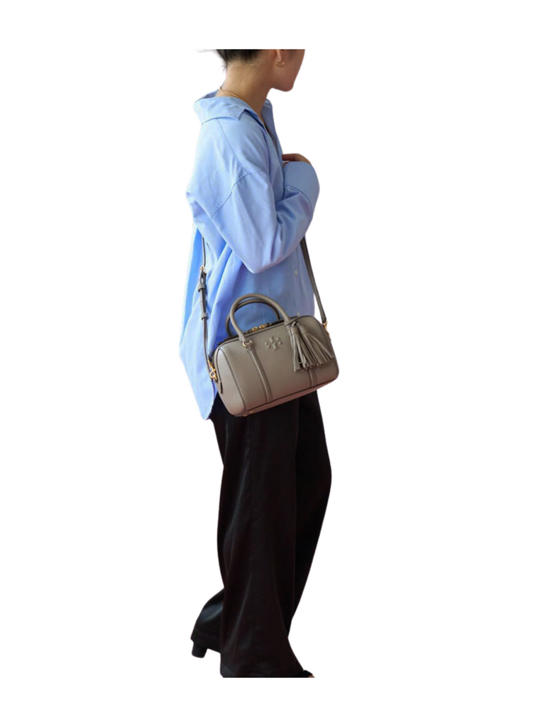 on-model-Tory-Burch-Thea-Mini-Leather-Satchel-Crossbody-Gray-Heron