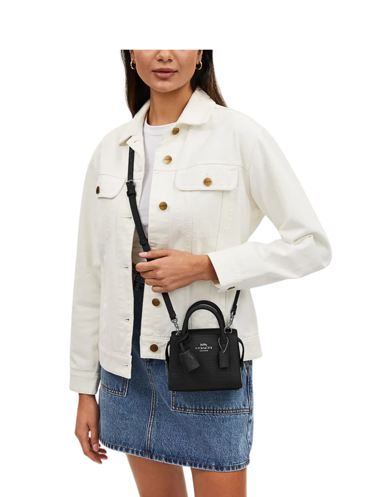on-model-crossbody-Coach-Andrea-Mini-CarryallIn-Croco-Embossed-Leather-And-Smooth-Leather-Black