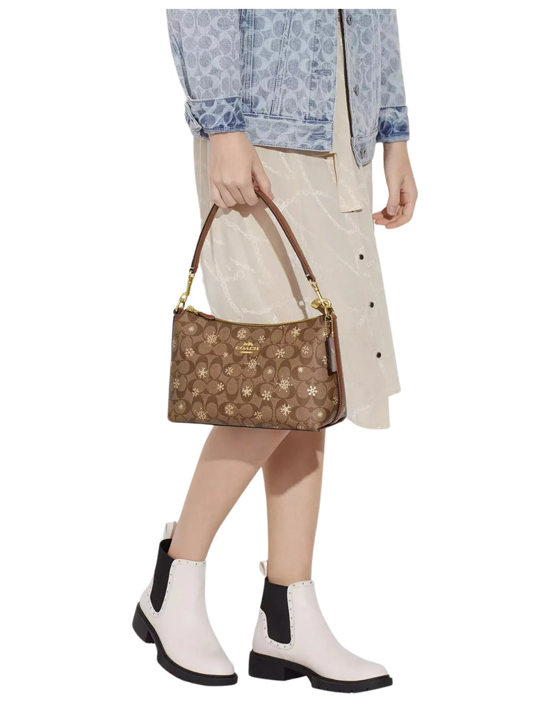 on-model1-Coach-Clara-Shoulder-Bag-In-Signature-Canvas-With-Snowflike-Print