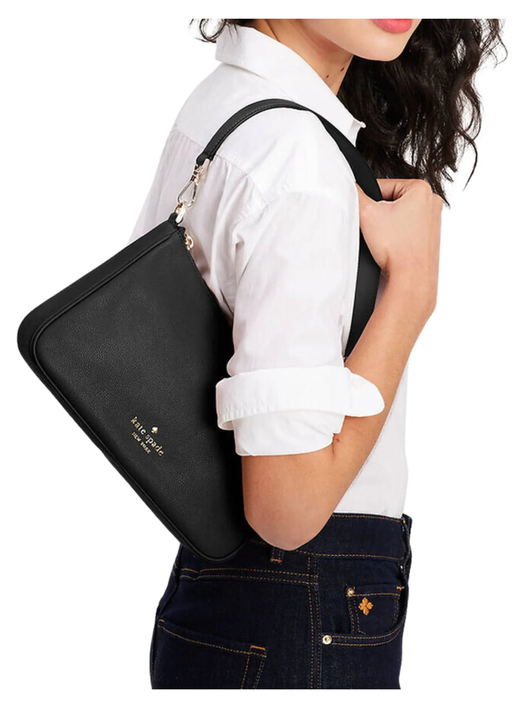 on-model1-Kate-Spade-Rosie-Leather-Shoulder-Bag-Black