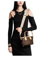 on-model1-Louis-Vuitton-Neverfull-BB-Monogram-Strap-Beige