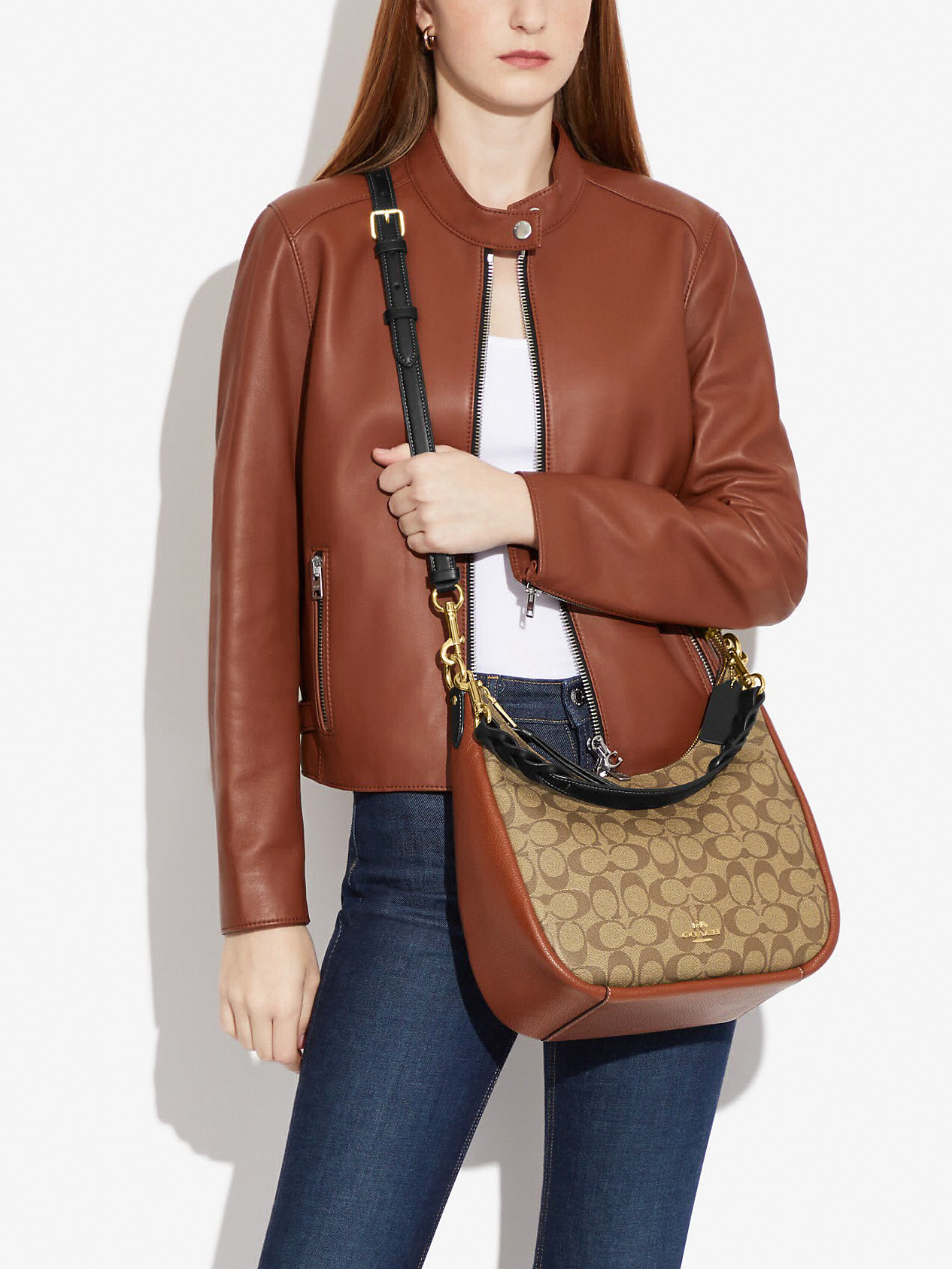 on-model2-Coach-Jules-Hobo-In-Colorblock-Signature-Canvas-Khaki-Multi