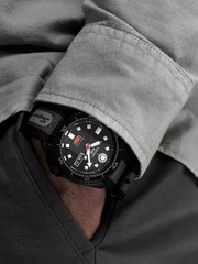 on-model 2-5 -Sports-Seiko- Honda -Super- Cub- Limited -Edition -“SKX -Sense- Style” -Automatic- Grey -Nylon -Strap- Black -Dial