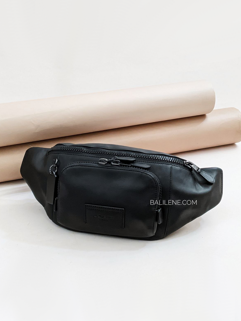 Coach Track Belt Bag In Smooth Calf Leather Black Balilene