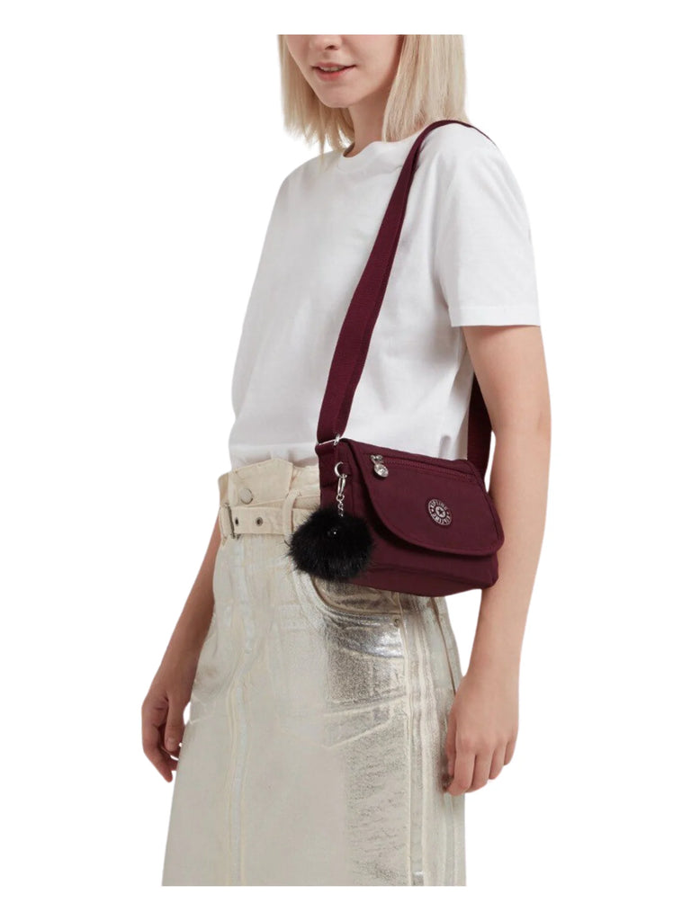 Kipling Sabian Small Adjustable Shoulder Bag Deep Burgundy