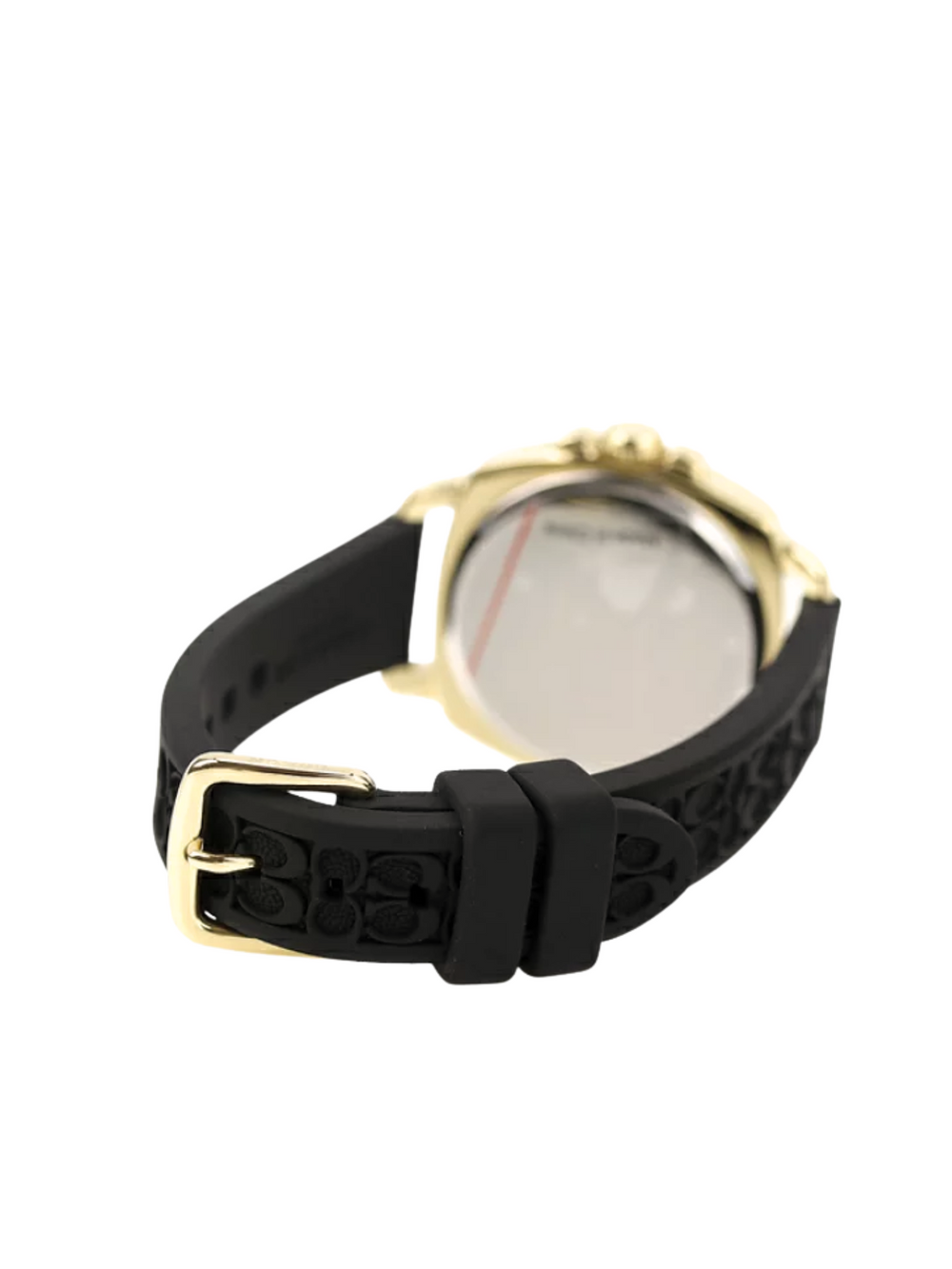 tampak-belakang-Coach-Signature-Embossed-Boyfriend-Rubber-Strap-Black-Gold-Dial