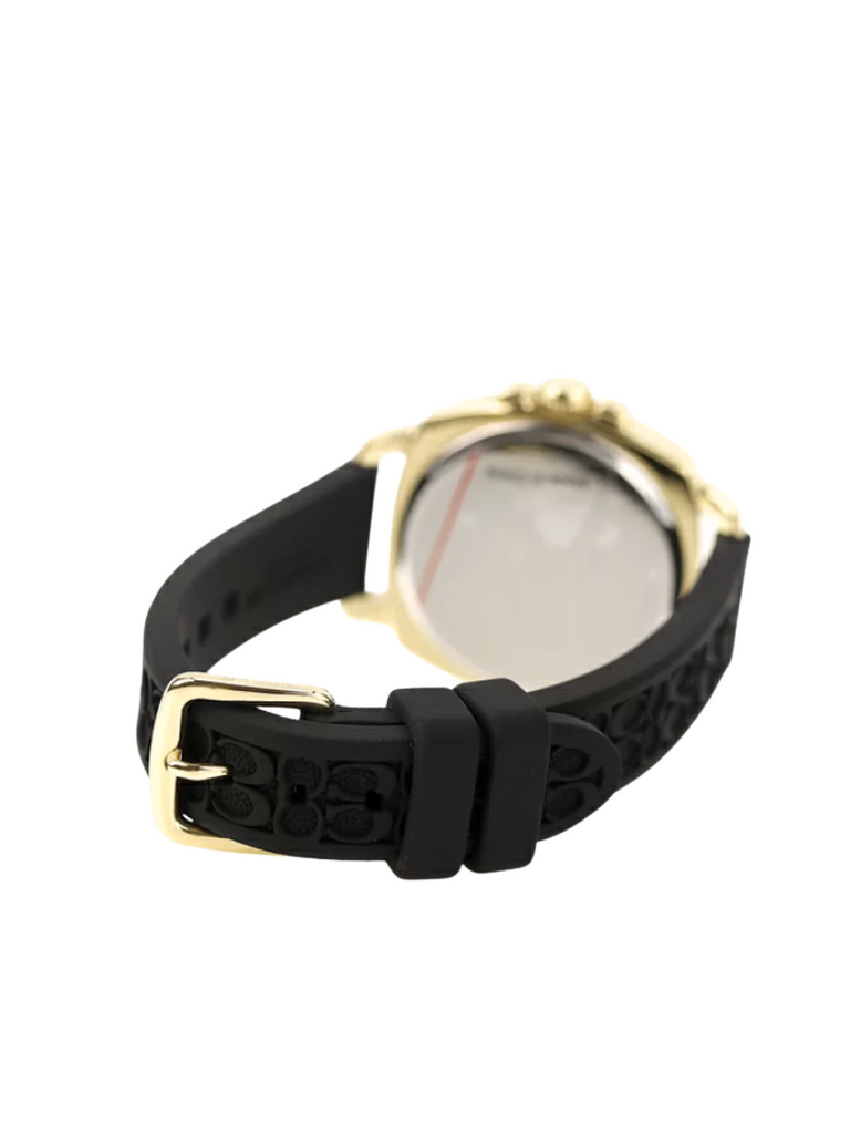 tampak-belakang-Coach-Signature-Embossed-Boyfriend-Rubber-Strap-Black-Gold-Dial