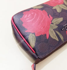 Coach F25787 Large Wristlet With Camo Rose Floral Print Brown Black Multi