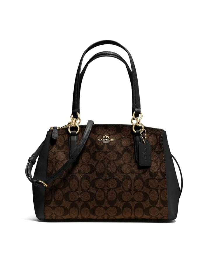 Coach f58291 Small Christie Carryall In Signature Imitation Brown Black