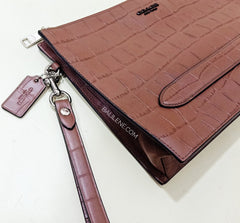 Coach F73151 Structured Pouch Croco Embosed Saddle