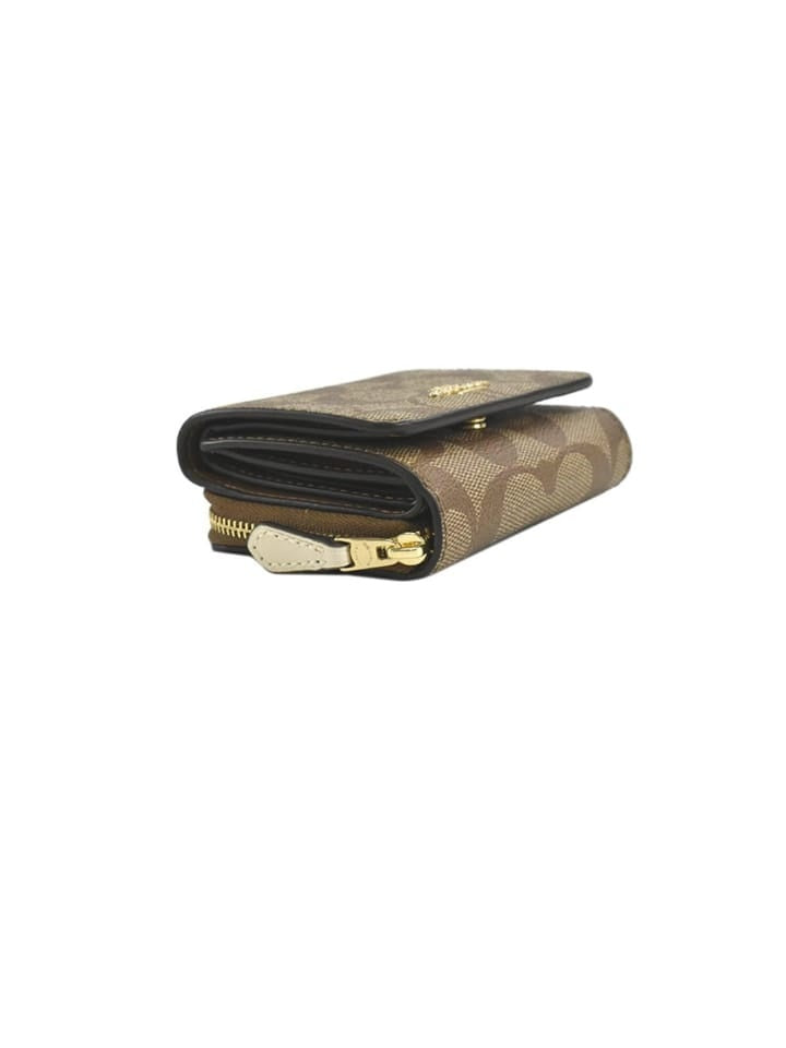 Coach F41302 Small Wallet Trifold Khaki Chalk