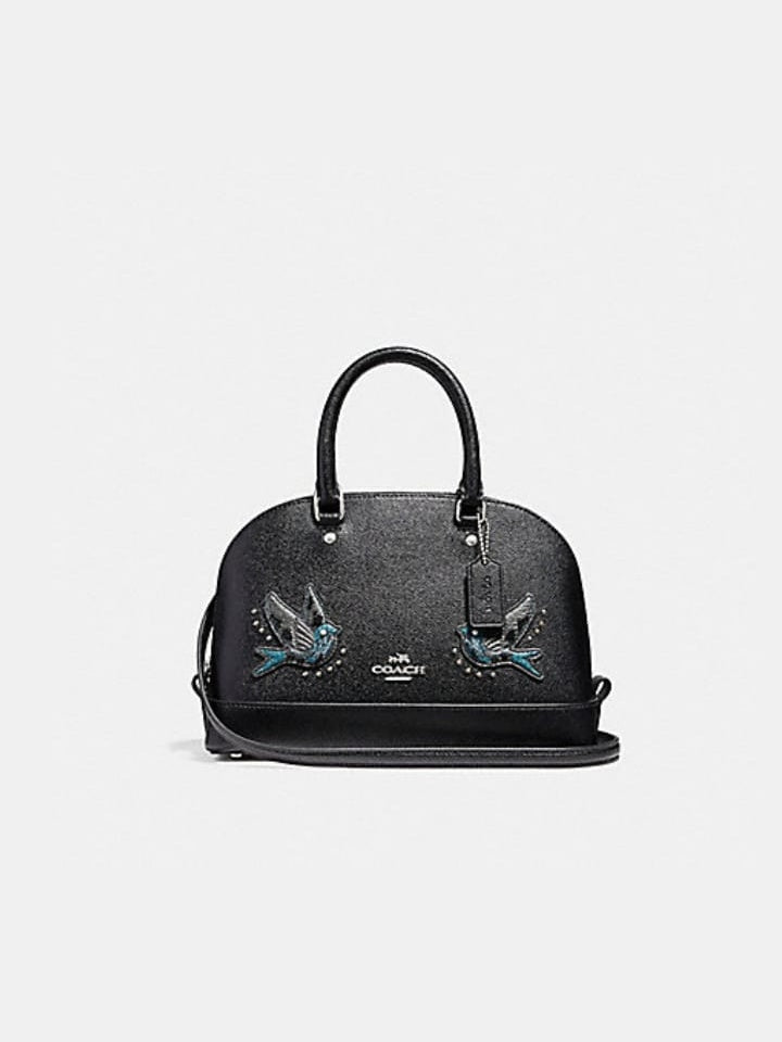 Coach F22254 Mini Sierra Satchel With Bird Silver Black – Balilene