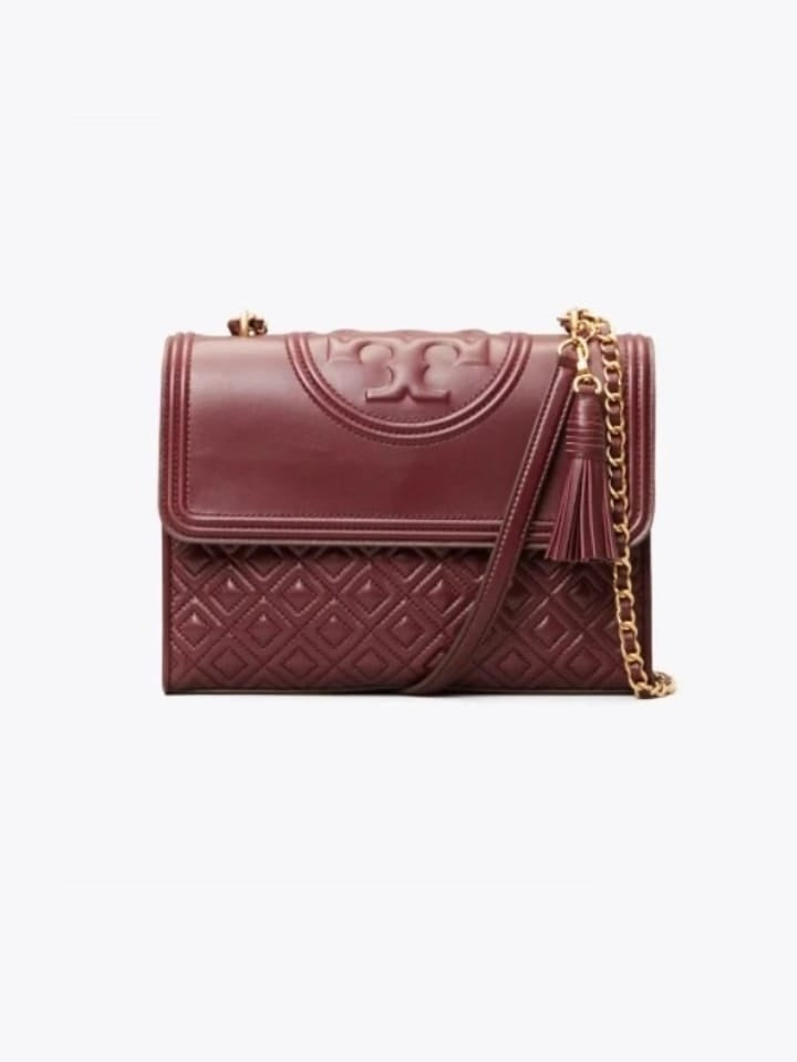 Tory Burch Fleming Small Convertible Shoulder Bag Claret 