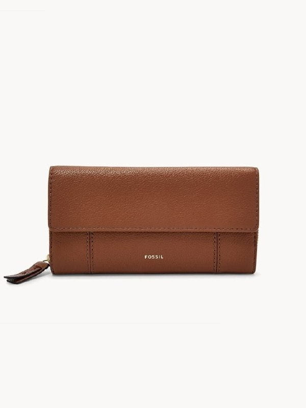 Fossil Swl1820210 Jori Rfid Zip Clutch Wallet Medium Brown