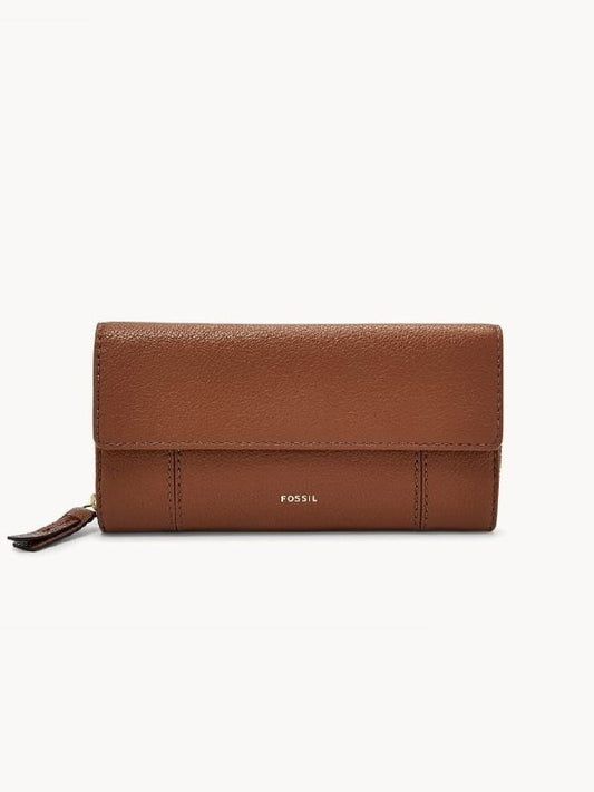 Fossil Swl1820210 Jori Rfid Zip Clutch Wallet Medium Brown