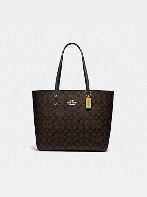 Coach F76636 Signature Town Tote Brown Black