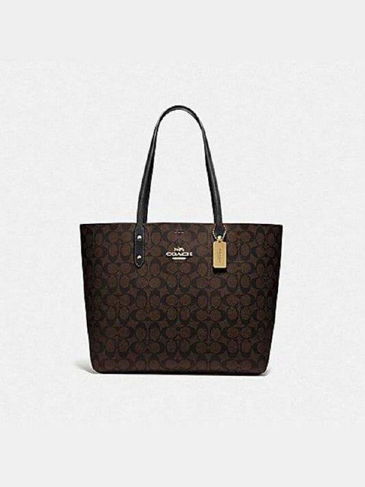 Coach F76636 Signature Town Tote Brown Black