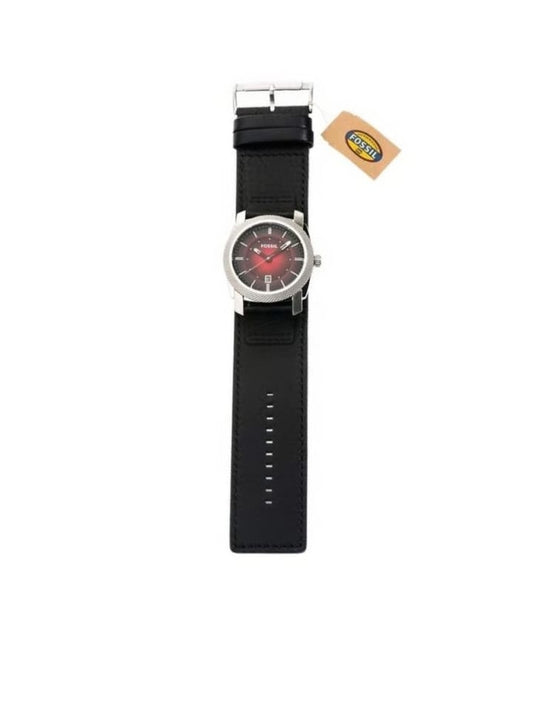 Fossil C241002 Red Tone Round Black Leather Band