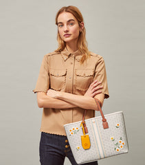 Tory Burch 64427 Gemini Small Tote New Ivory Applique