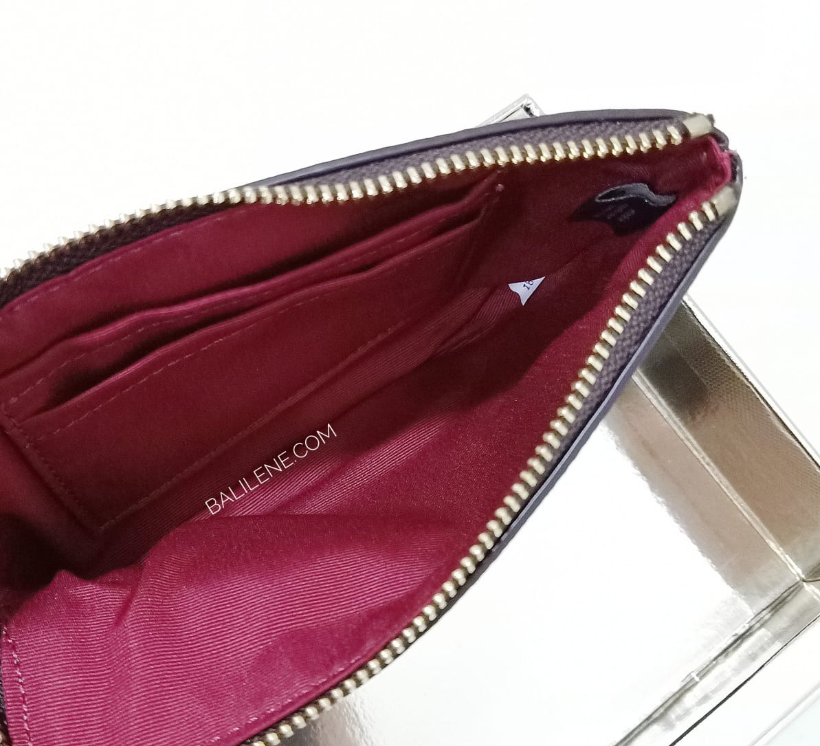 Coach F80233 Box Signature Corner Zip Brwon True Red