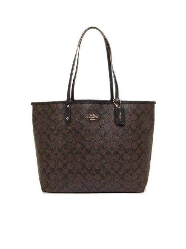 Coach F36658 Reversible City Tote In Signature Dark Brown Bag