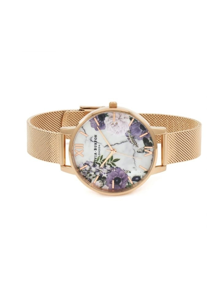 Olivia Burton OB16MF06 Marble Florals Silver & Rose Gold Watch