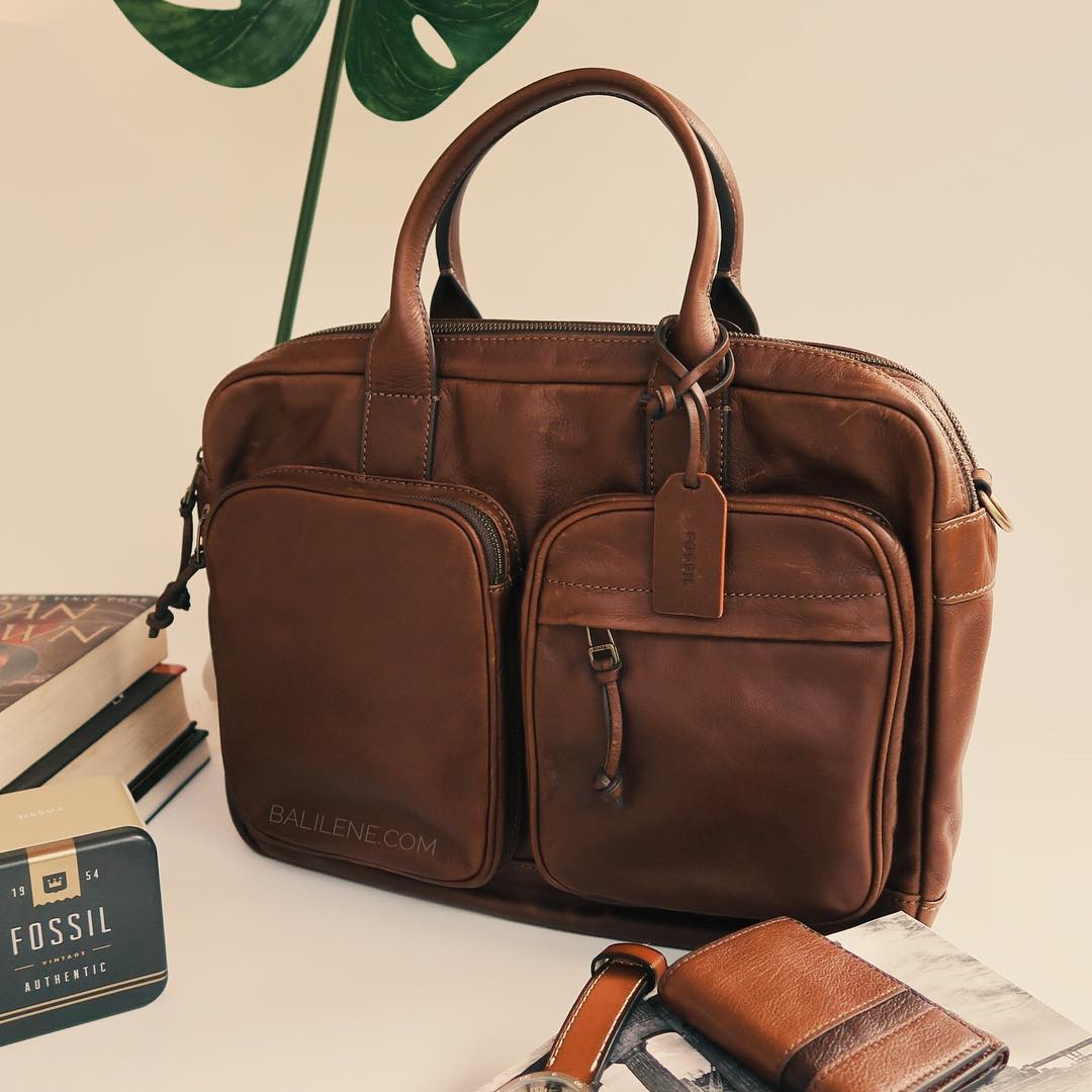 Fossil Mbg9048200 Defender Double Zip Workbag Brown
