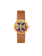Tory Burch TBW4040 Reva Watch Luggage Leather Strap