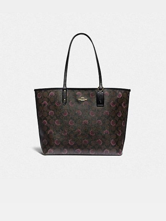 Coach F89155 Reversible City Tote Brown Purple Multi