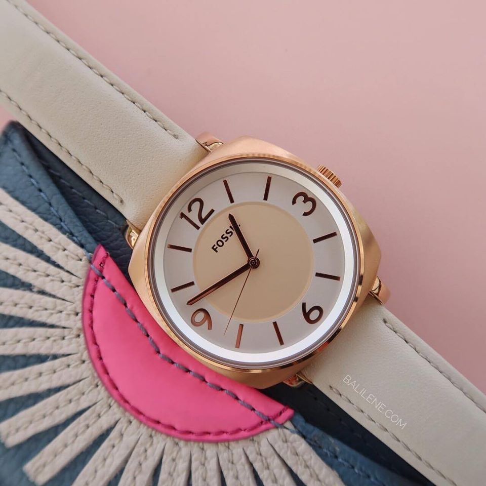Fossil BQ3261 Georgia Leather White Rosegold Watch
