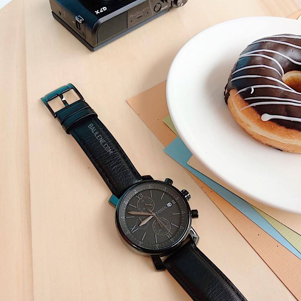 Fossil BQ1703 Rhett Chronograph Black Leather Watch