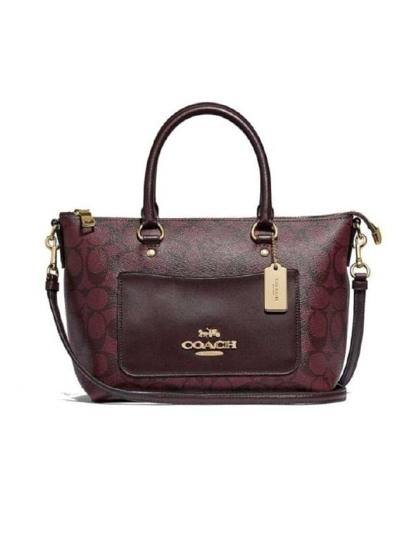 Coach F38089 Mini Emma Satchel In Signature Canvas Oxblood