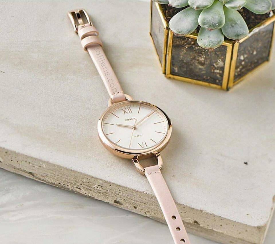 Fossil ES4356 Annette Three Hand Pink Leather