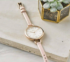Fossil ES4356 Annette Three Hand Pink Leather