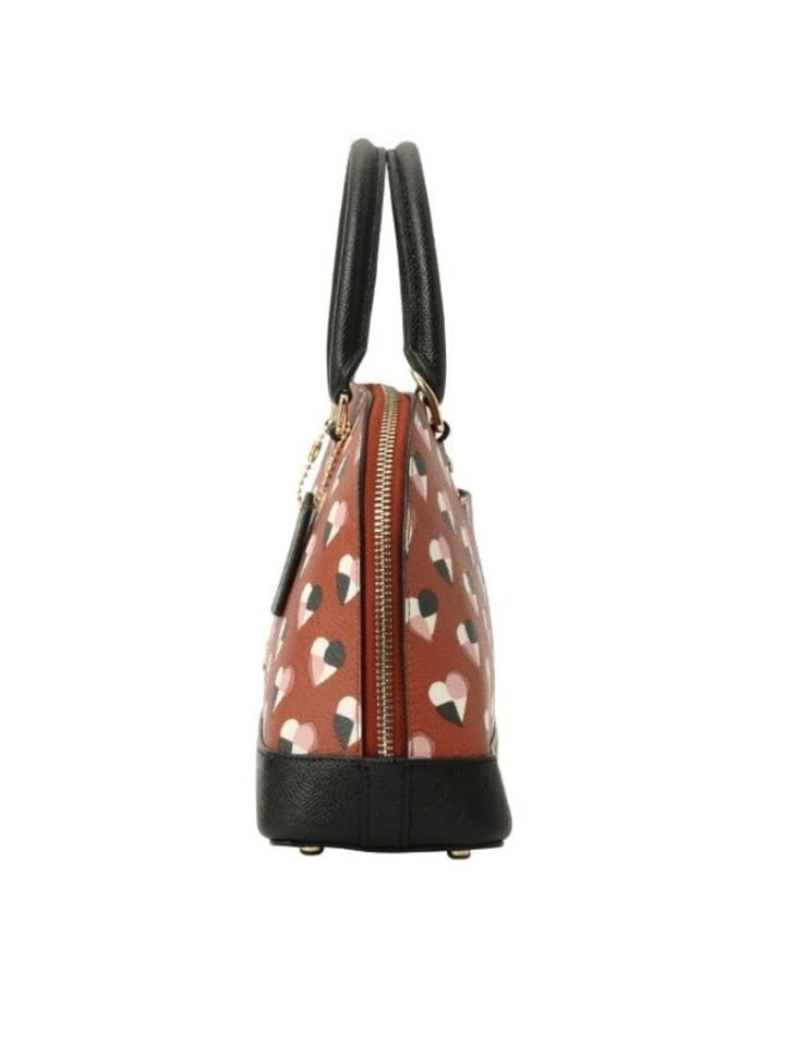 Coach F25916 Mini Sierra Satchel With Checker Heart Print Terracotta Multi
