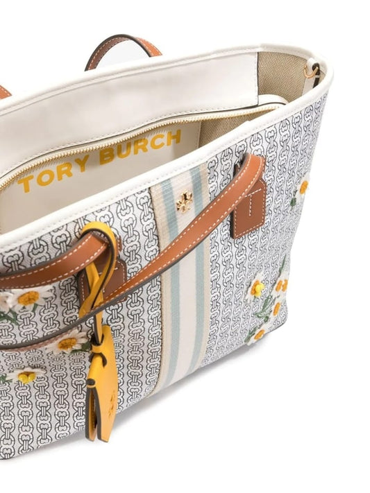 Tory Burch 64427 Gemini Small Tote New Ivory Applique